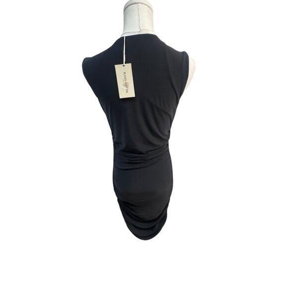 NWT Ramy Brook Black Draped Cowl Neck Ruched Mini Dress – Size Small - Picture 2 of 6